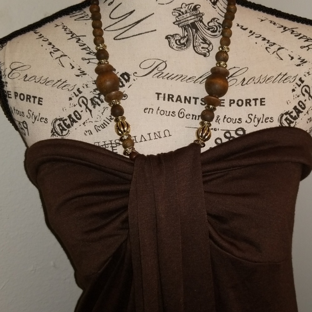 *SOLD* Brown halter shirt/dress - Picture 2 of 8